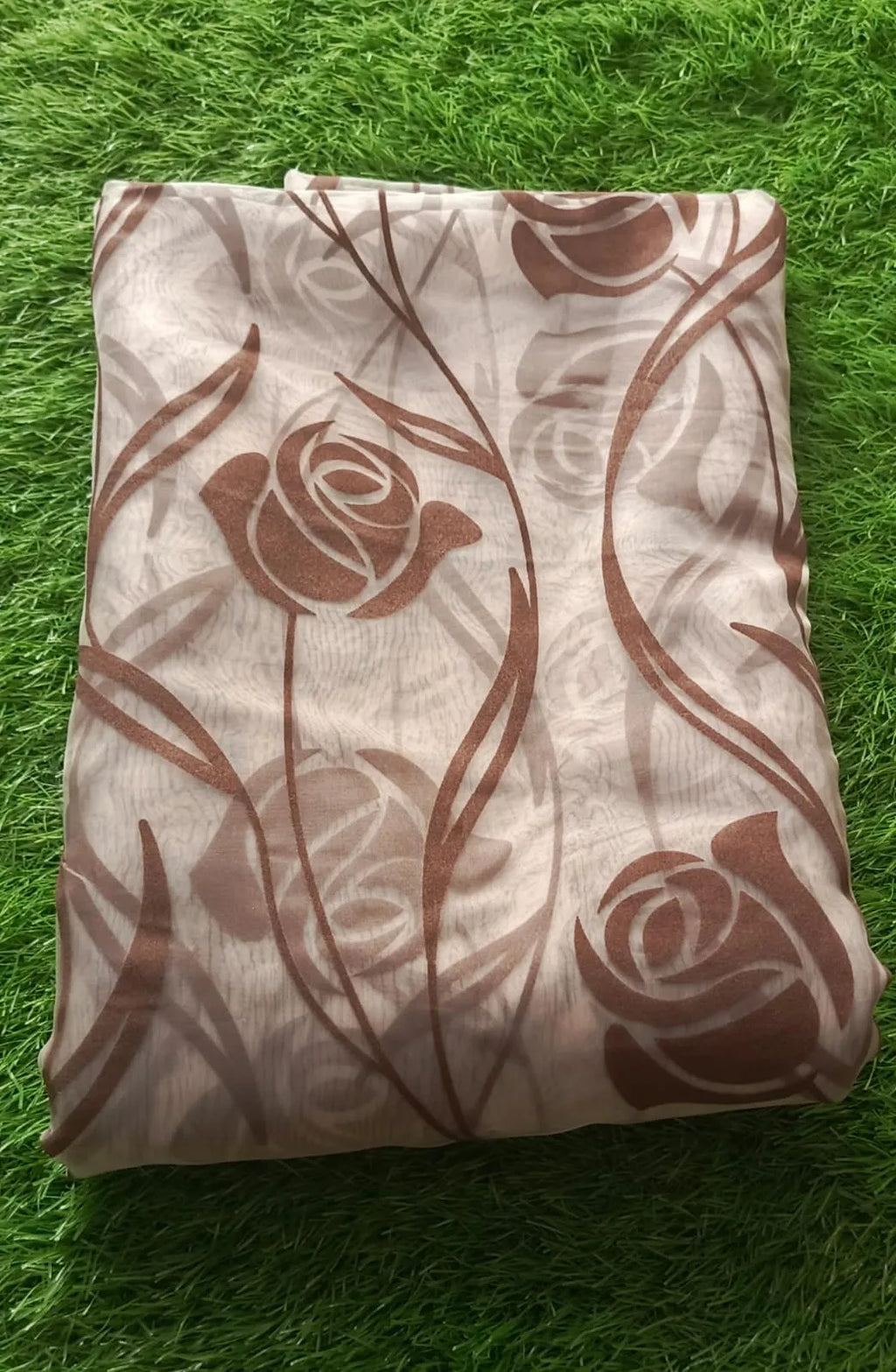 Pakistani Floral Embroidered Gown Dress Brown 2M Organza