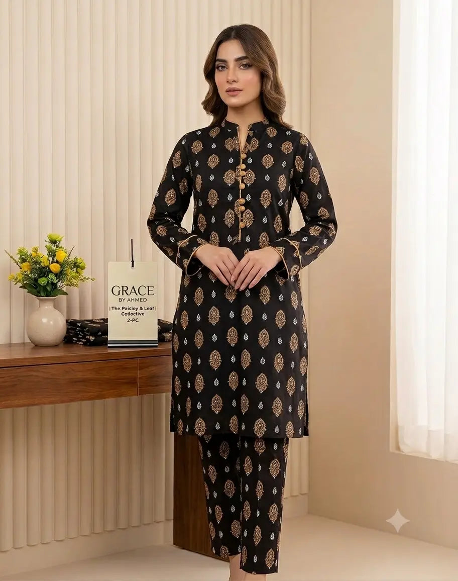 2 Pcs Women's Unstitched Printed Suit