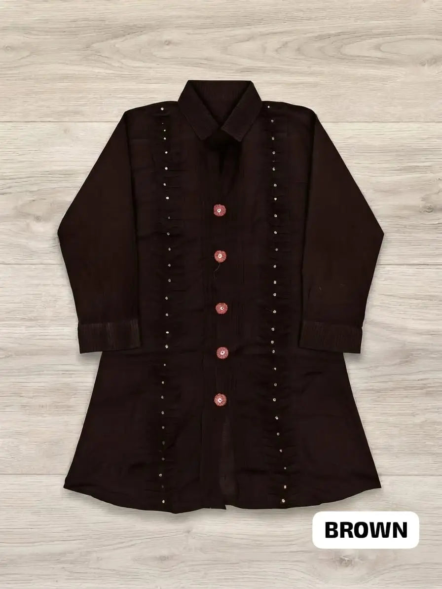 1 Pc Women's Stitched Lawn Hand Work Top