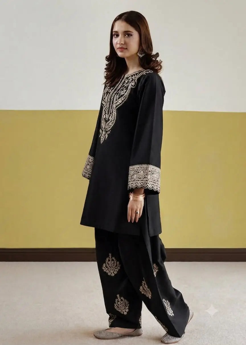 2 Pcs Women's Unstitched Embroidered Suit