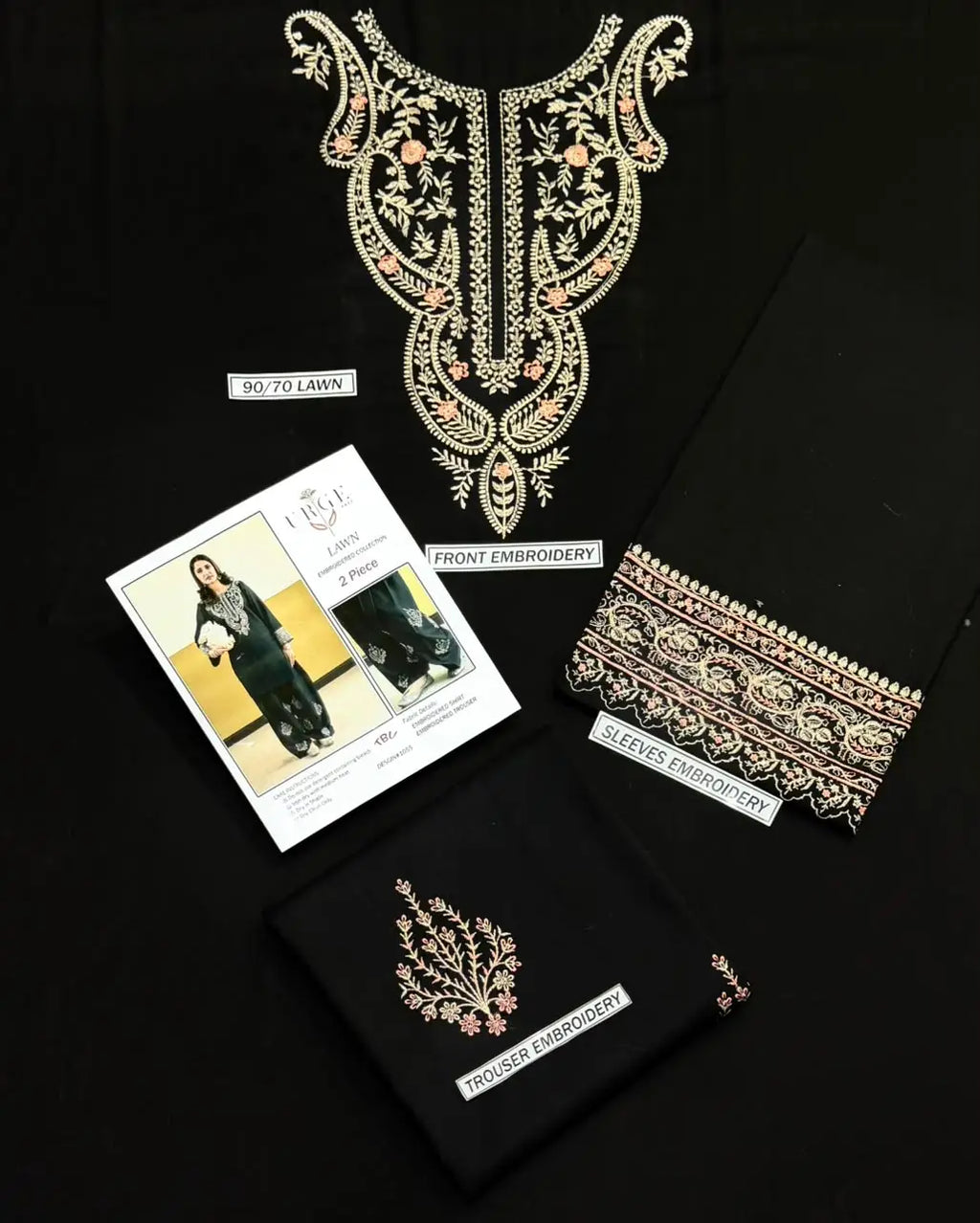 2 Pcs Women's Unstitched Embroidered Suit