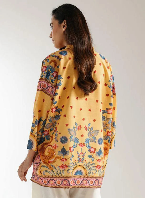 Women's Yellow Printed Kurta Peshawari Medium to Large
