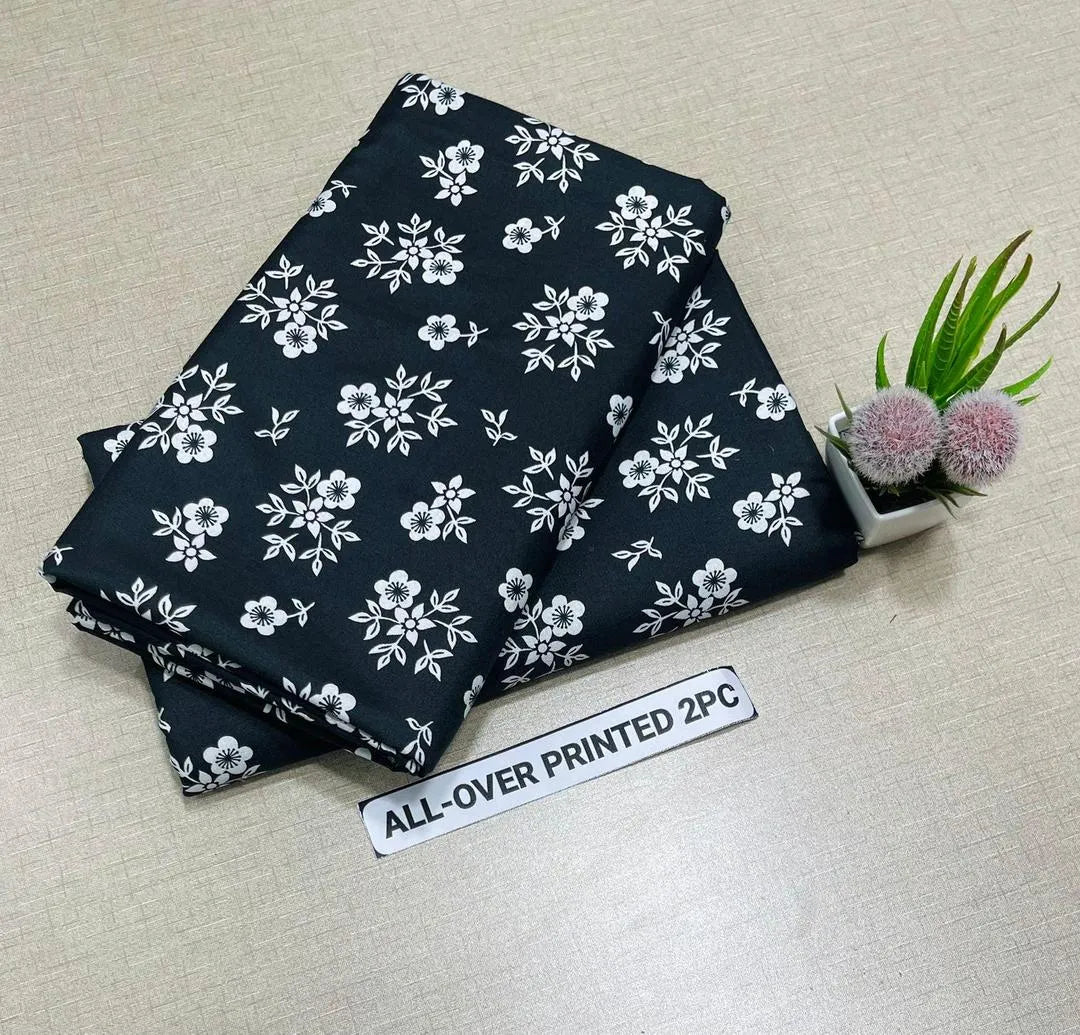 Black Floral Printed 2Pc Polo Cotton Shirt & Trouser Set