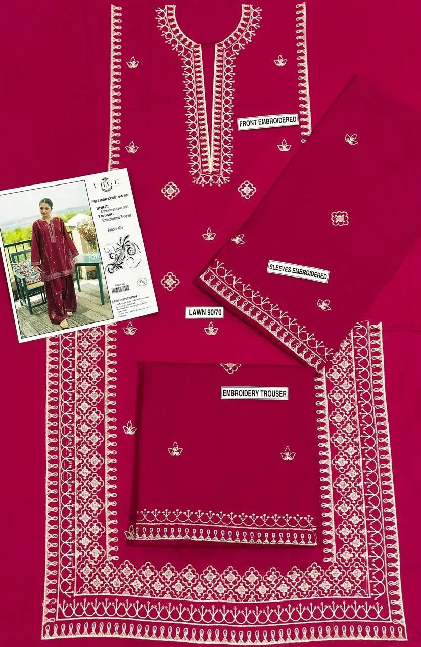 Pink Embroidered Lawn Shirt & Cotton Trouser Set
