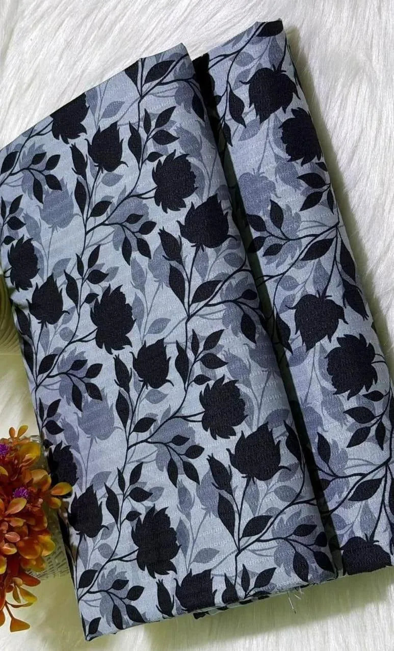 Grey Printed Polo Cotton Shirt & Trouser Set 2 Pcs