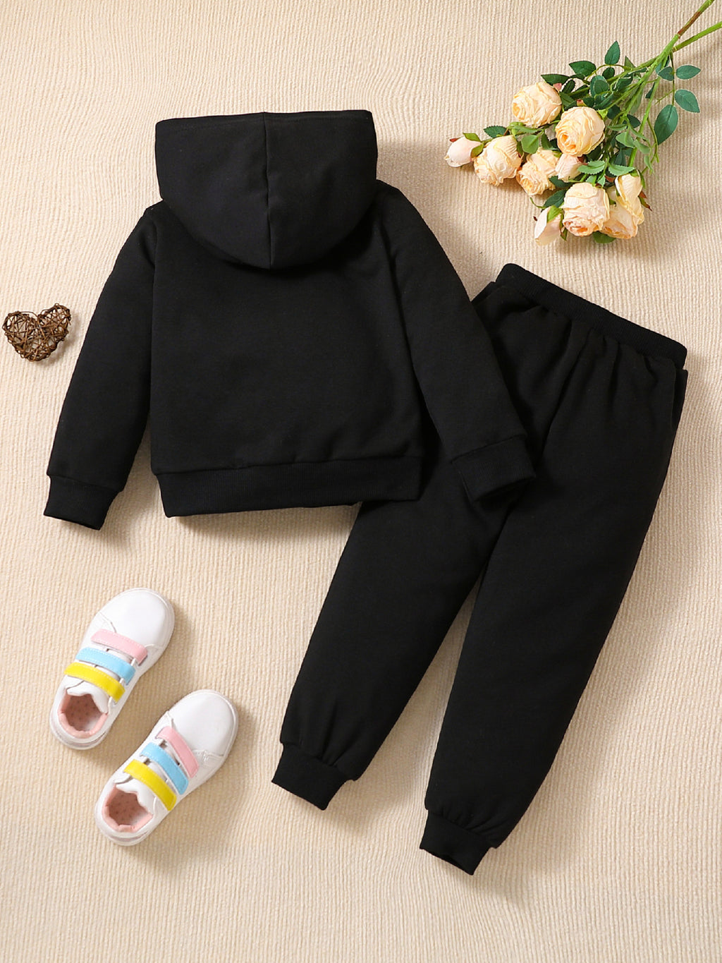 Kids Hoodie Sweatpants Set Black Red A Design