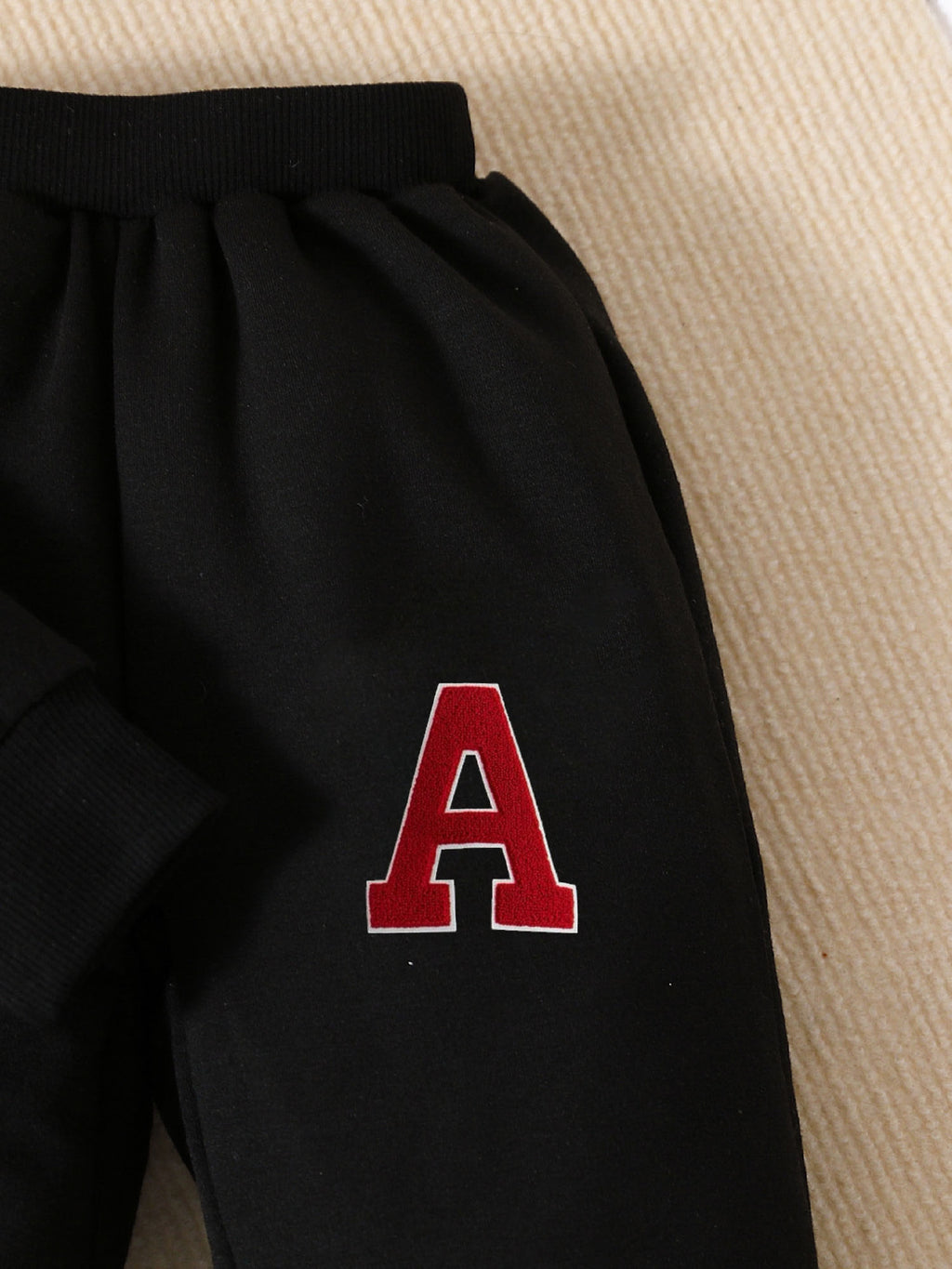 Kids Hoodie Sweatpants Set Black Red A Design